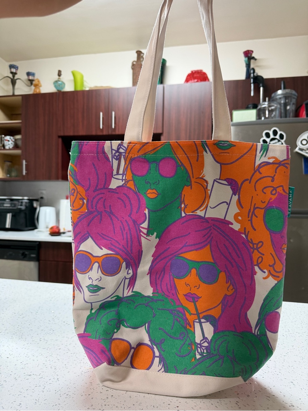 Pop art canvas tote bag boho chic style - Picture 4 of 10